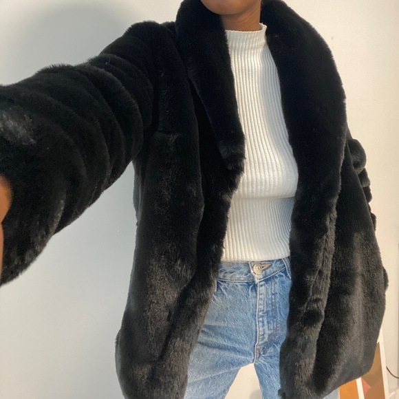 Faux Fur Black Coat - Picture 8 of 10